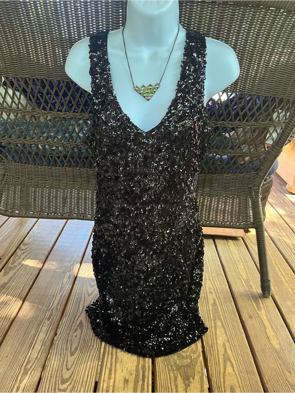 Sexy Deep V Neck Sequin Glitter Bodycon Stretchy Mini Party Dress - Picture 2 of 3